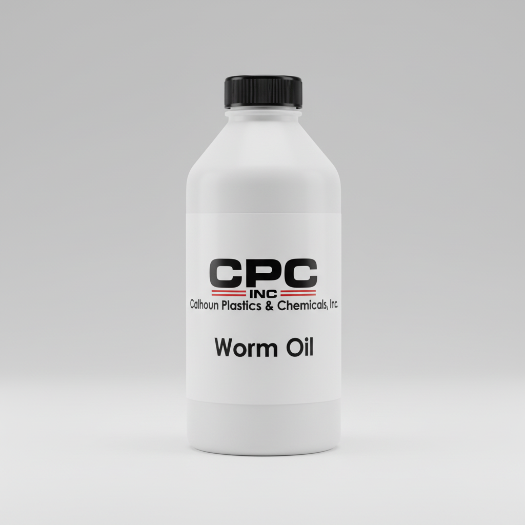 Worm Oil in white bottle with CPC branding