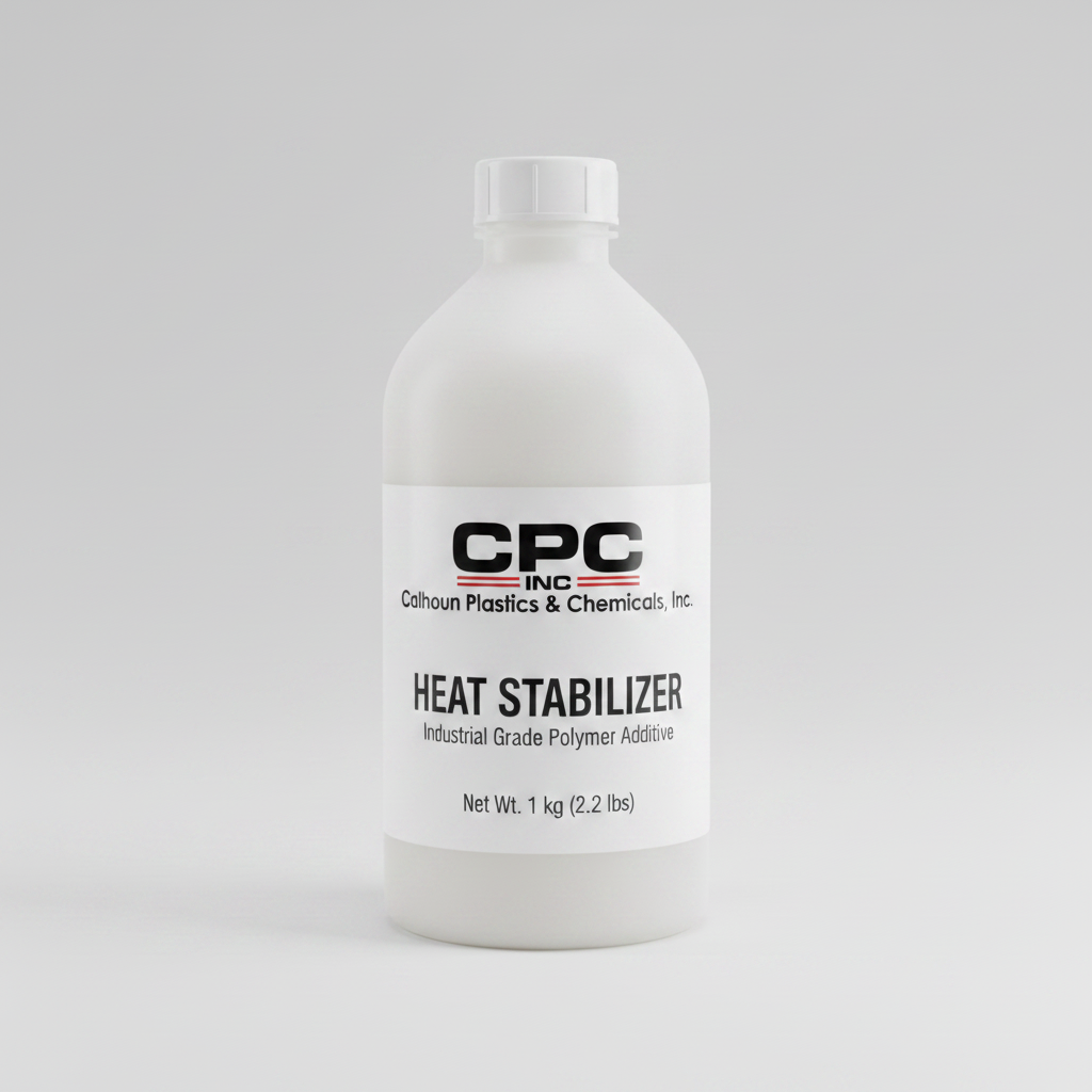 Heat Stabilizer in white bottle with CPC branding